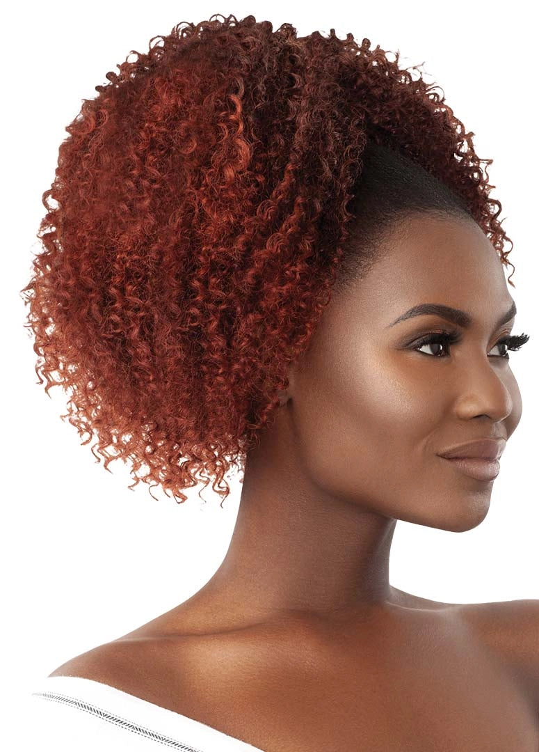 OUTRE BIG BEAUTIFUL HAIR DRAWSTRING PONYTAIL 4A -KINKY KOILS 14"- SIDE BROWN