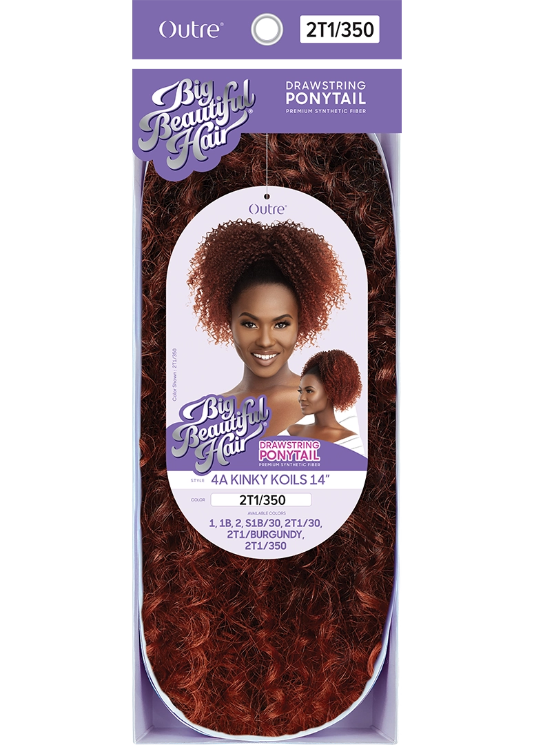 OUTRE BIG BEAUTIFUL HAIR DRAWSTRING PONYTAIL 4A -KINKY KOILS 14"- PACK