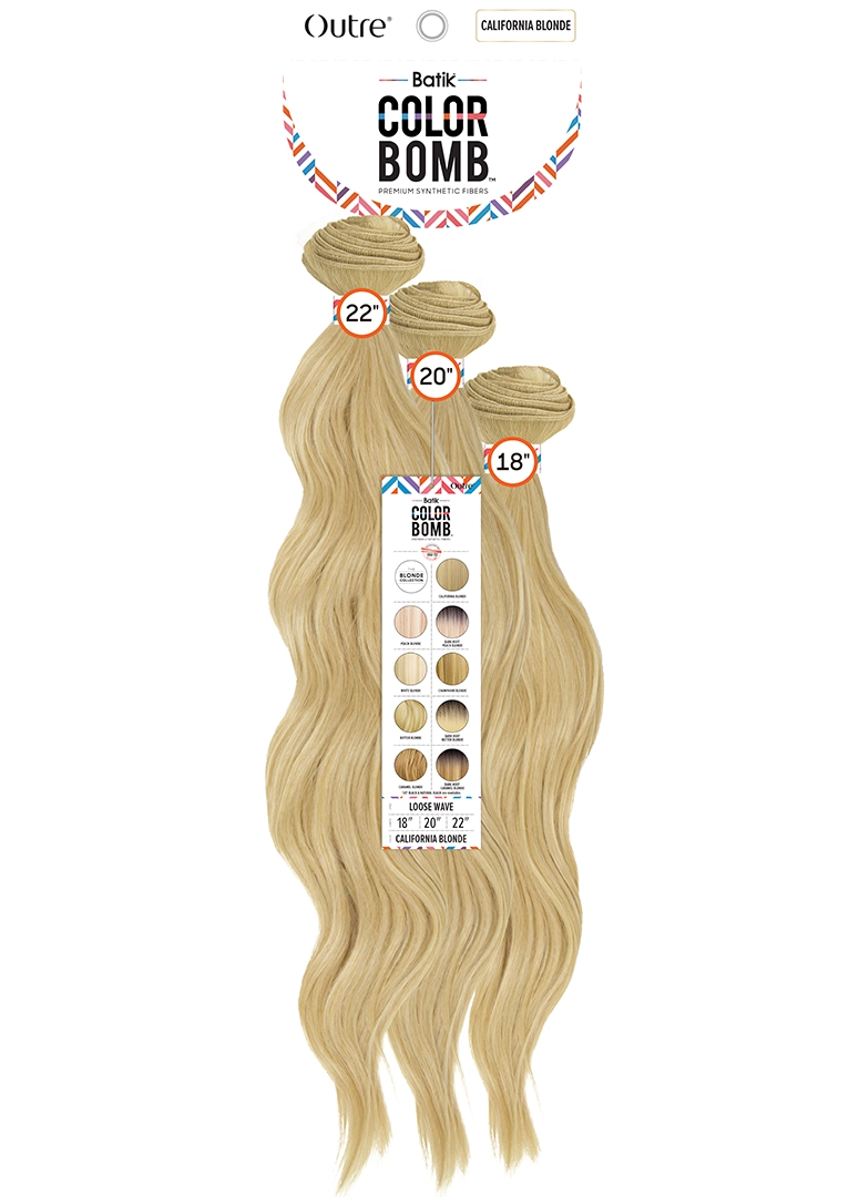 OUTRE SYNTHETIC WEAVE BATIK COLORBOMB BLONDE COLLECTION LOOSE WAVE 18"-20"-22"- PACK