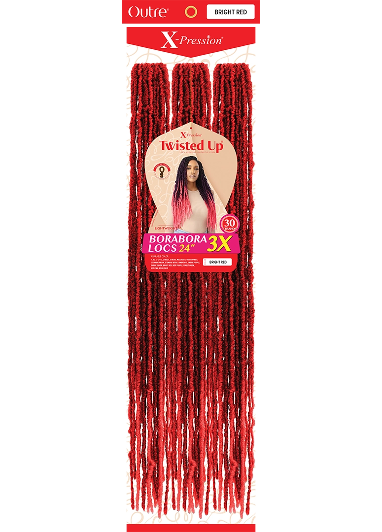 OUTRE X-PRESSION TWISTED UP CROCHET BRAIDS 3X BORABORA LOCS 24"- PACK BRIGHT RED