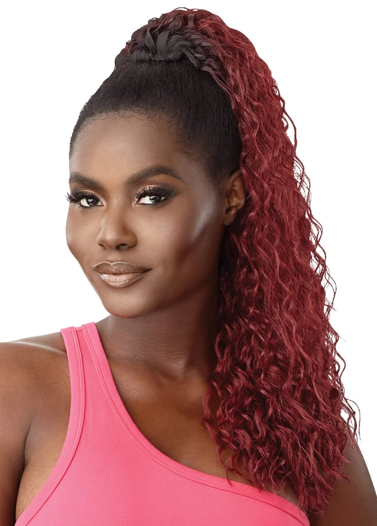 OUTRE PRETTY QUICK DRAWSTRING PONYTAIL W&W DEEP TWIST 22"- SIDE RED
