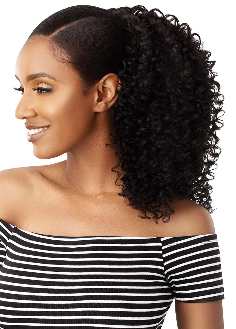 OUTRE BIG BEAUTIFUL HAIR DRAWSTRING PONYTAIL 3B - BOUNCY CURL 18"- SIDE