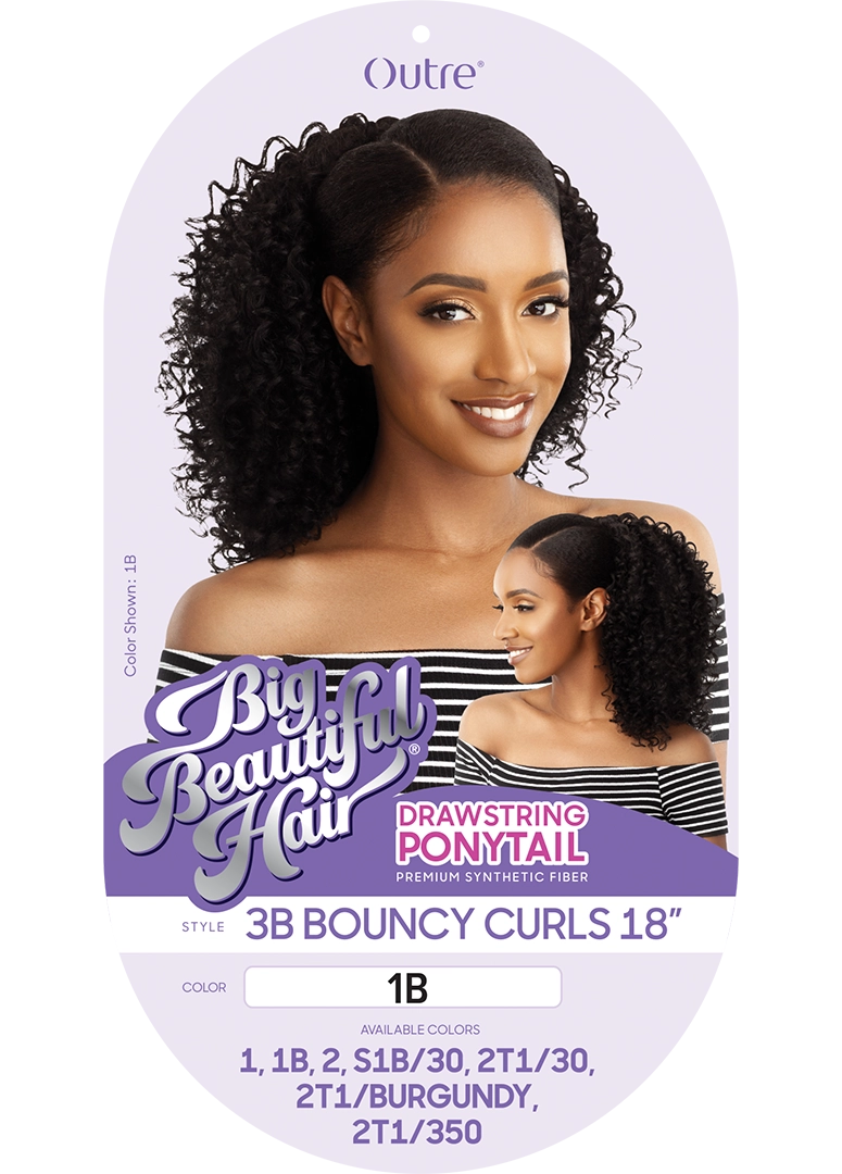 OUTRE BIG BEAUTIFUL HAIR DRAWSTRING PONYTAIL 3B - BOUNCY CURL 18"- LABEL