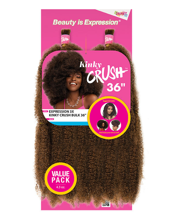 JANET COLLECTION KINKY BRAIDING HAIR CRUSH BULK 36