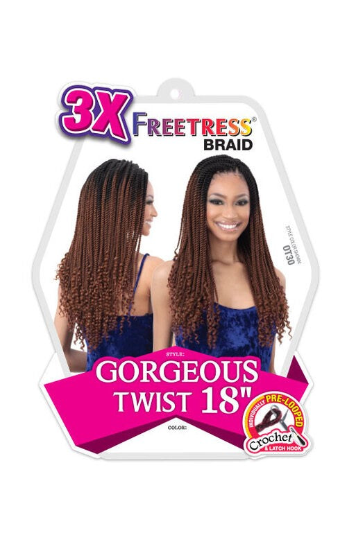 SHAKE N GO FREETRESS EQUAL 3X GORGEOUS TWIST 18", BOX VIEW