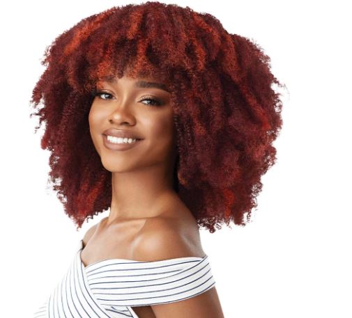 OUTRE BIG BEAUTIFUL HAIR CLIP INS  9 PCS -4C CORKSCREW AFRO- SIDE RED