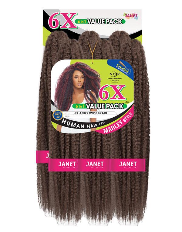 JANET COLLECTION KINKY BRAIDS 6X AFRO TWIST BRAID FULL PACK