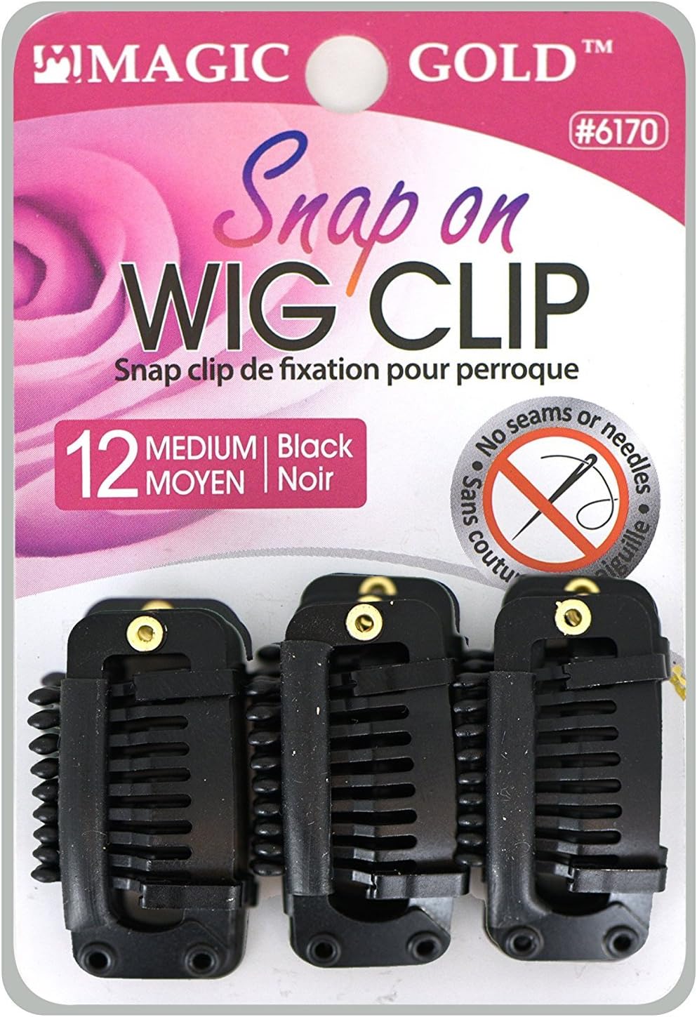 SNAP ON WIG CLIPS MEDIUM -DARK BROWN