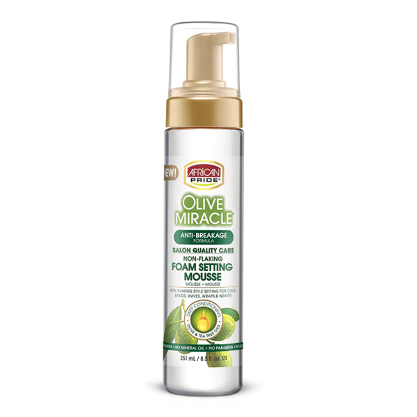 AFRICAN PRIDE Olive Miracle Foam Setting Mousse (8.5oz), Sareya Beauty Supply Store in calgary