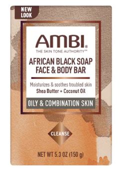 AMBI  African Black Soap for Face & Body (5.3oz) 
for oily & combination skin