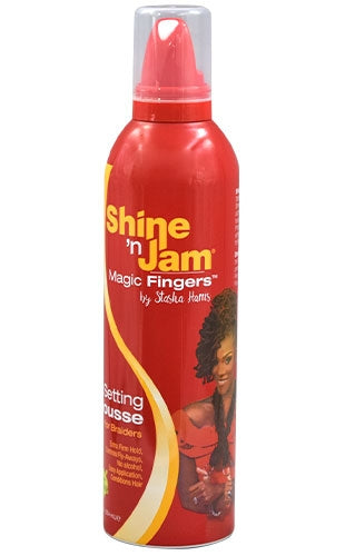 AMPRO Shine 'N Jam Magic Fingers Setting Mousse (11.9oz), bottle, sareya beauty supply store, hair braiders, hair extension store in calgary