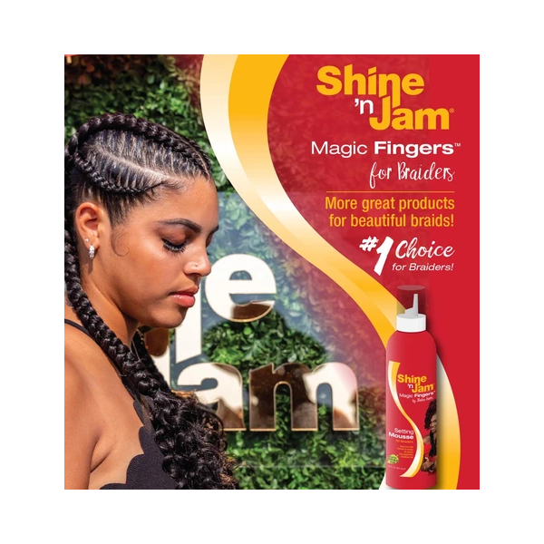 AMPRO Shine 'N Jam Magic Fingers Setting Mousse (11.9oz), styling, sareya beauty supply store, hair braiders, hair extension store in calgary