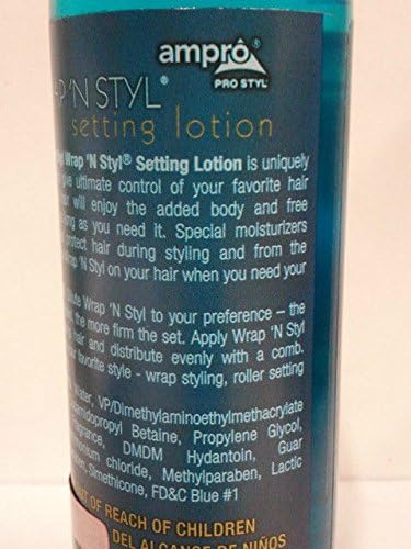 Ampro Pro Styl setting lotion bottle with blue label on a beige background