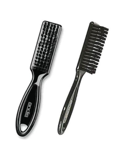 Two black blade brush stylers with nylon bristles and ergonomic handles.
