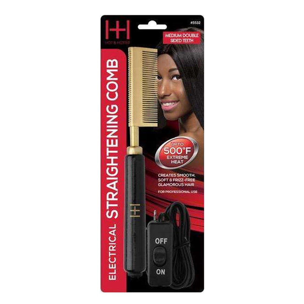 ANNIE HOT & HOTTER  ELECTRICAL STRAIGHTENING COMB (MEDIUM DOUBLE SIDEDTEETH)