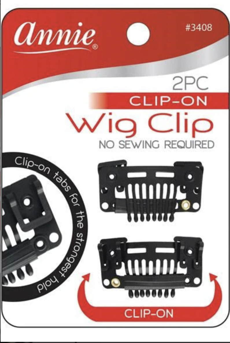 Packaging of Annie clip-on wig clips with red and white design.