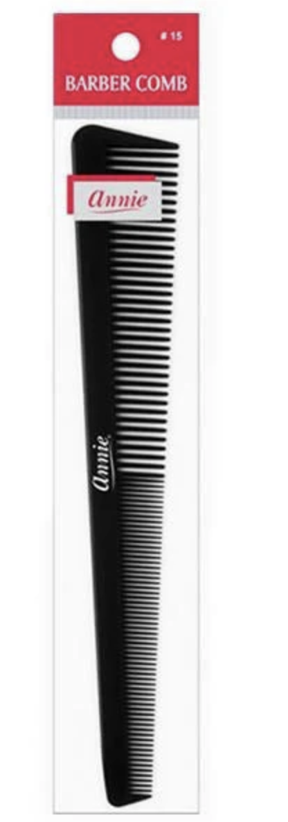 Barber comb with 'Annie' branding on a white background