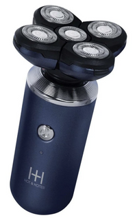 Thumbnail for Blue electric shaver with multiple heads on a white background