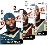 Thumbnail for Three packages of Mr. Durag hair products with models wearing the durags.