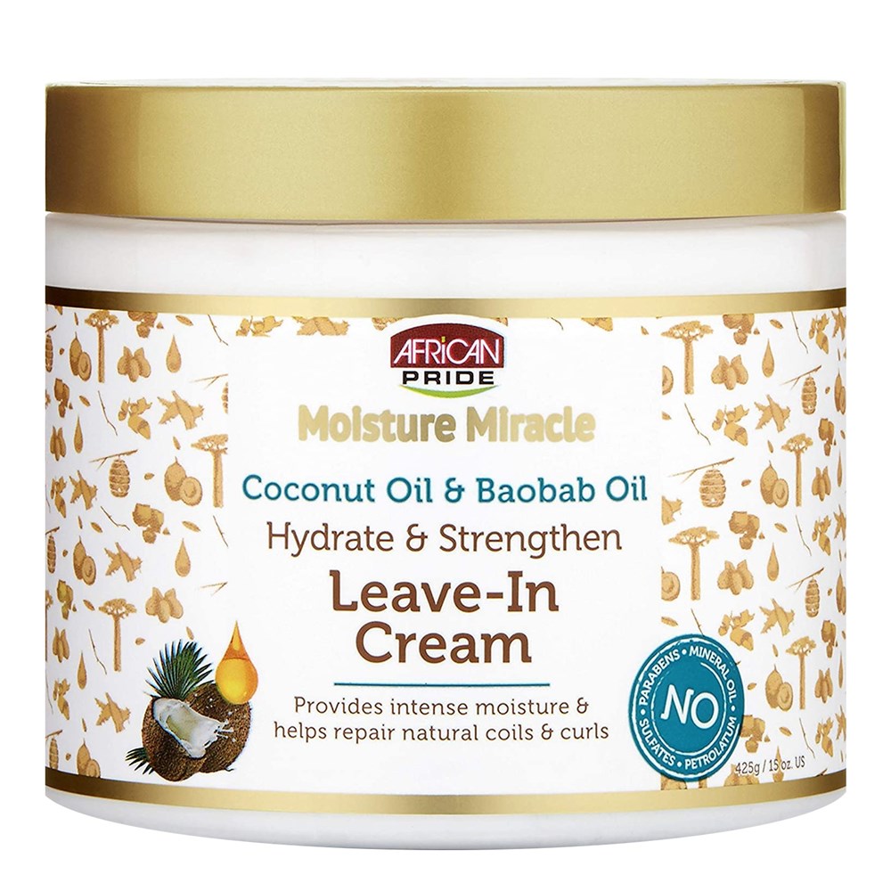 AFRICAN PRIDE MOISTURE MIRACLE COCONUT & BAOBAB OIL LEAVE IN CREAM-15oz