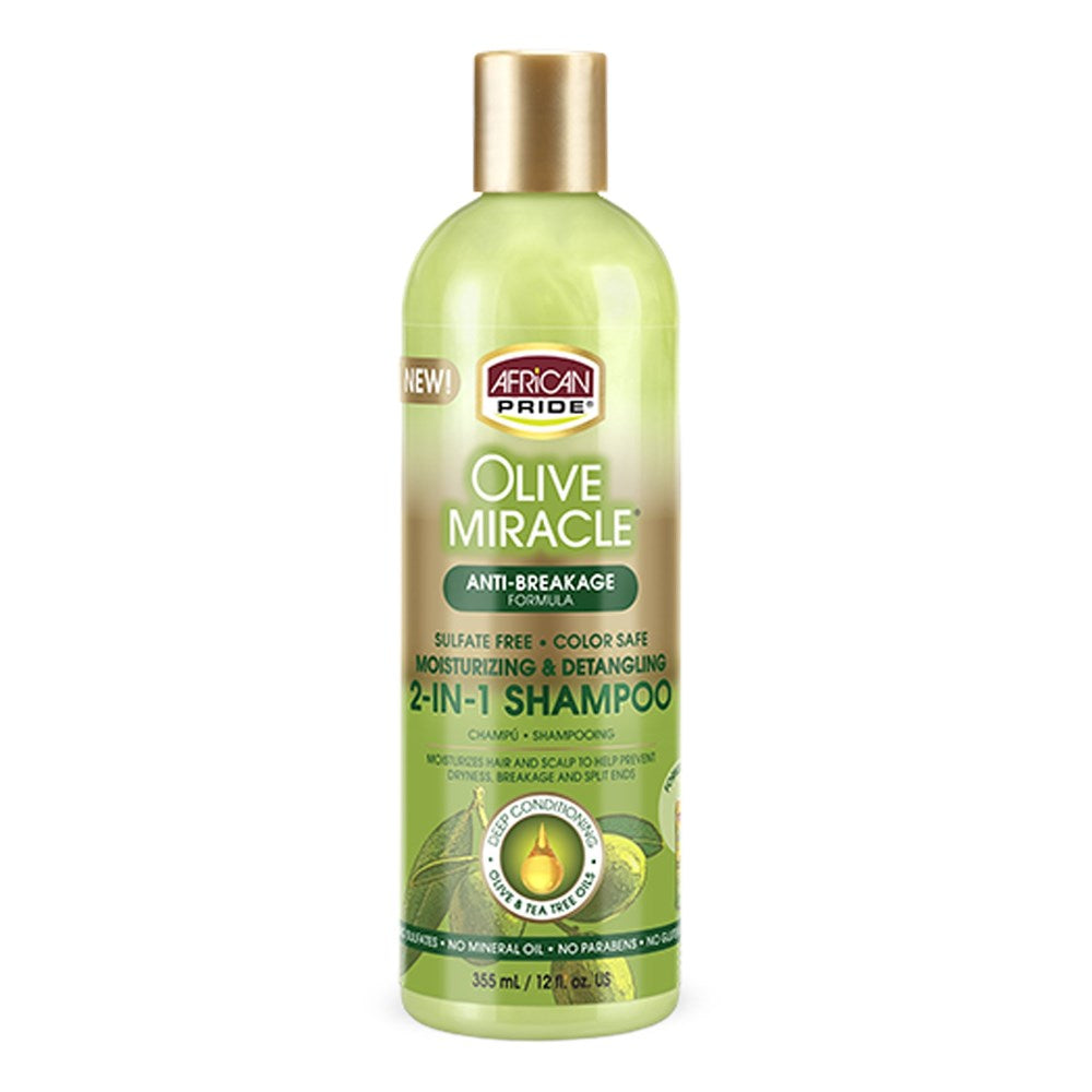 AFRICAN PRIDE Olive Miracle 2-In-1 Shampoo & Conditioner (12oz)