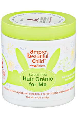 Ampro's Beautiful Child hair crème jar with green lid and label on a white background