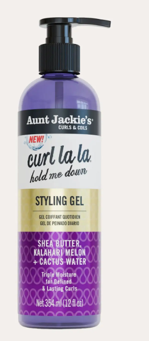 Aunt Jackie's Curl La La Styling Gel bottle on a white background