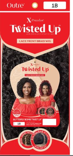 OUTRE BRAIDED WIG X-PRESSION TWISTED UP LACE FRONT 4X4 -BUTTERFLY BOMB TWIST 14", BOX PRODUCT