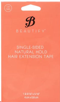 Thumbnail for Packaging of Beautify single-sided natural hold hair extension tape with 120 tape tabs.
