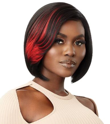 OUTRE COLOR BOMB SYNTHETIC HD LACE FRONT WIG BETTINA, FRONT VIEW PINK 