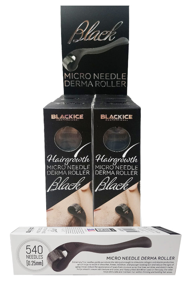 BLACK ICE  Hair growth Micro Needle Derma Roller - Black- display unit