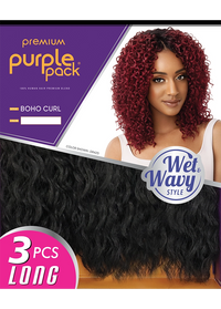 Thumbnail for OUTRE HUMAN HAIR BLEND WEAVE PURPLE PACK 3PCS-WET-WAVY-BOHO CURL