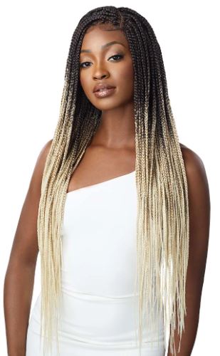 OUTRE BRAIDED LACE FRONT WIG KNOTLESS SQUARE PART 26", FRONT SIDE