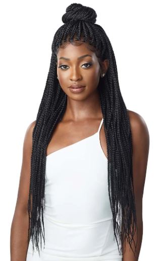 OUTRE BRAIDED LACE FRONT WIG KNOTLESS SQUARE PART 26", FRONT UPDO