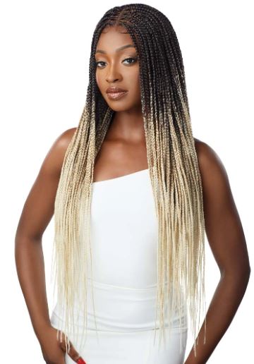 OUTRE BRAIDED LACE FRONT WIG KNOTLESS SQUARE PART 26", FRONT VIEW