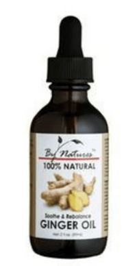Thumbnail for Bottle of ginger oil with a dropper labeled '100% Natural' on a white background