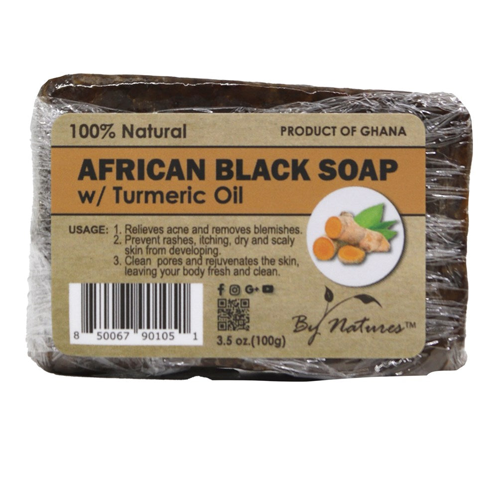 BY NATURES African Tumeric Black Soap (3.5oz), sareya beauty supply 