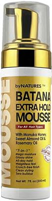 Thumbnail for Batana Extra Hold Mousse bottle with gold and brown design on a white background