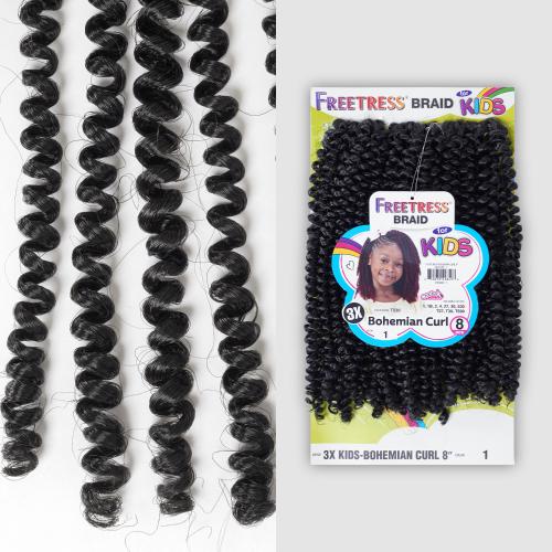 SHAKE N GO Freetress 3X Kids-Bohemian Curl 8" #1B