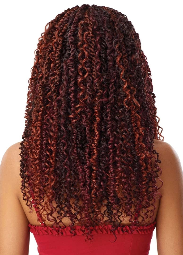 OUTRE X-PRESSION TWISTED UP BRAIDED LACE FRONT WIG 4X4 BOHO PASSION WATER WAVE 22"- BACK VIEW