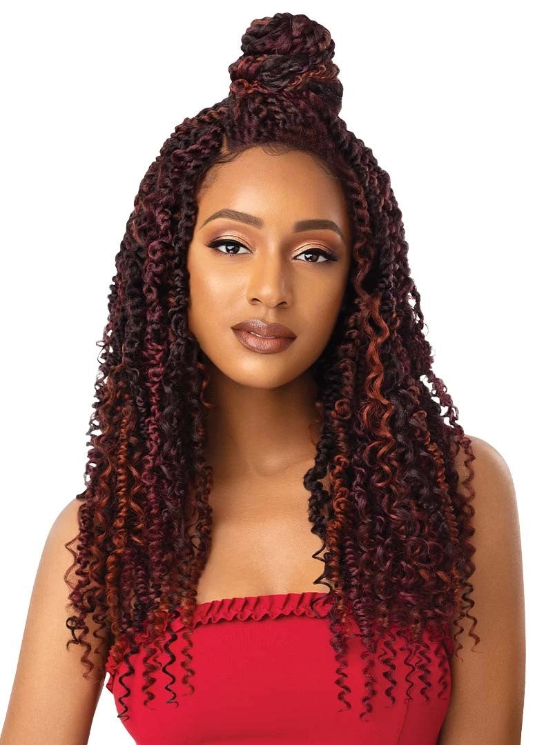 OUTRE X-PRESSION TWISTED UP BRAIDED LACE FRONT WIG 4X4 BOHO PASSION WATER WAVE 22"- UPDO