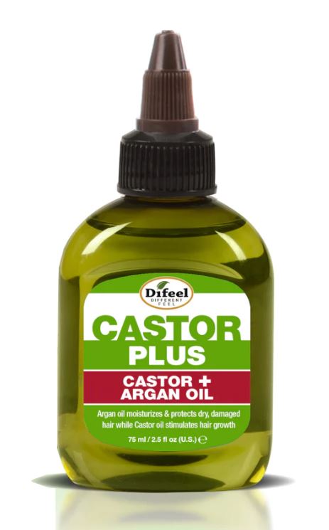 DIFEEL 99% NATURAL PREMIUM CASTOR PLUS ARGAN - PRO-GROWTH + HYDRATING PREMIUM HAIR OIL 2.5 OZ.