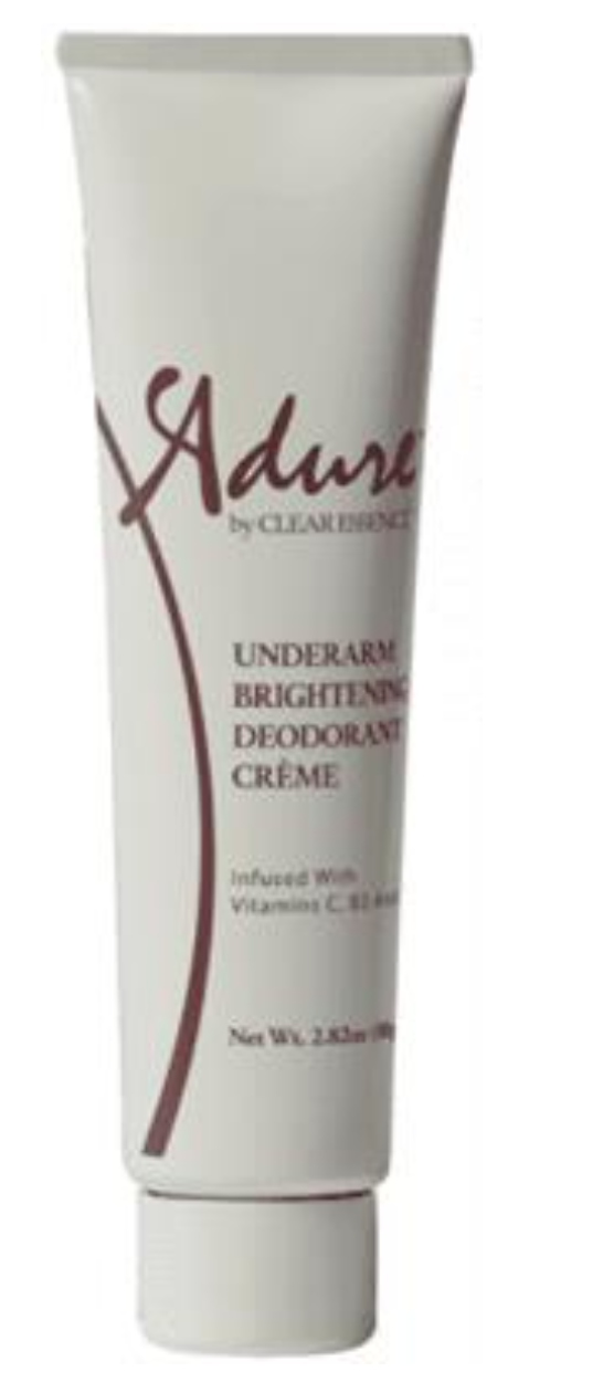 Tube of Adure Underarm Brightening Deodorant Creme on a white background