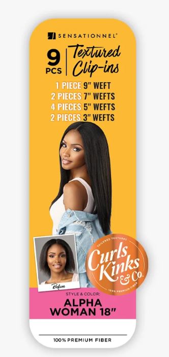 SENSATIONNEL CURLS KINKS & CO. CLIP-IN ALPHA WOMAN 18″, LABEL