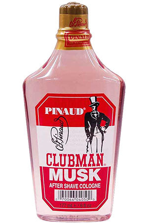 Pinaud Clubman Musk after shave cologne bottle on a white background