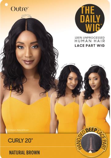 OUTRE THE DAILY WIG 100% UNPROCESSED HUMAN HAIR LACE PART WIG - HH-Curly 20"