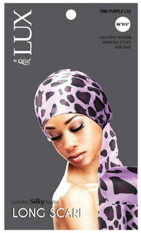 Thumbnail for QFITT LUX LUXURY SILKY SATIN LONG SCARF - PATTERN