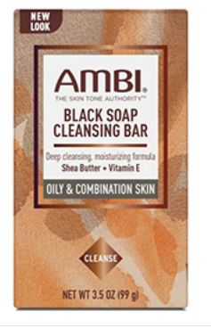 AMBI BLACK SOAP FOR COMBINATION OILY SKIN  WITH SHEA BUTTER & VITAMIN E- 3.5 OZ