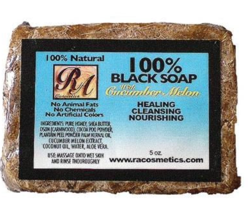 RA Cosmetics 100% Black Soap Bar w/ Cucumber Melon (5oz)