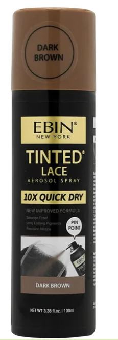 EBIN NEW YORK QUICK DRY TINTED LACE SPRAY DARK BROWN 3.38OZ